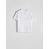 Reserved - Slim majica kratkih rukava s V-izrezom - bijela | shoptok.hr