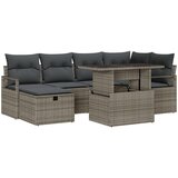 vidaXL set od 7 dijelova vrtne sofe s jastučićima siva poli ratan, 2-sjedalna vrtna sofa s jastučićima siva poli ratan | shoptok.hr