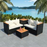  The Living Store Vrtna sedežna garnitura z blazinami 4-delna poli ratan črna - Vrtna Sedežna Garnitura, (21480379) | Shoptok.si