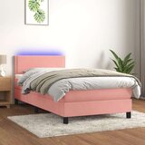  Box spring postelja z vzmetnico LED roza 100x200 cm žamet, (20726923) | Shoptok.si