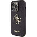 Guess GUHCP15LHG4SGK silikonski ovitek za iPhone 15 Pro - črn z bleščicami in zlatim logom | Shoptok.si