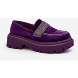 Kesi Women's velour loafers with embellishment, purple Wendreda Cene