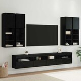  Set Zidnog TV Ormara s LED Osvjetljenjem Zidne 7 pcs Crni hrast | shoptok.hr