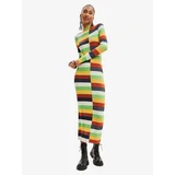 Desigual Yellow-Green Womens Sweater Striped Dress Sico - Women