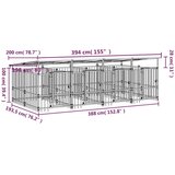vidaXL Zunanji pasji boks s streho jeklen 7,51 m² - - črna - 126.4 - 394 x 198 x 128 cm - | Shoptok.si