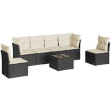  7-dijelni set vrtnih sofa od poliratana s jastucima crni Slike