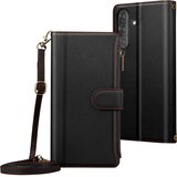 AVIZAR Folio etui z zadrgo za Samsung Galaxy A37 z odstranljivo naramnico, Črna, (5000273948) | Shoptok.si
