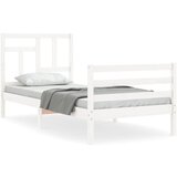 Maison Chic Posteljni okvir - Enojna postelja - Postelja za odrasle z vzglavjem bel 90x200 cm trden les-J9343, (21776064) | Shoptok.si