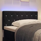  LED glava kreveta s LED trakama s uzglavljem Crna 90 cm Baršun | shoptok.hr