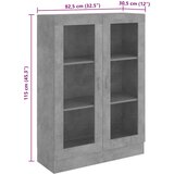  Vitrina siva boja betona 82,5 x 30,5 x 115 cm konstruirano drvo | Eponuda.com