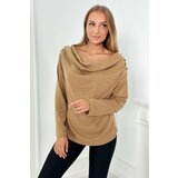 Kesi Blouse with decorative buttons on camel shoulders Cene