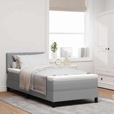 vidaXL Box Spring Postelja z Vzmetnico & LED Svetlo Siva 90x190 cm Tkanina | Shoptok.si