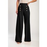 Fenzy Elegantne Dolge Hlače Z Gumbi, Črne | Shoptok.si