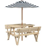  Stol za piknik za 4 djece sa suncobranom od masivne jelovine | shoptok.hr