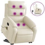 Maison Chic masažni naslanjač - Relax naslanjač s funkcijo vstajanja krem umetno usnje, (22062688) | Shoptok.si