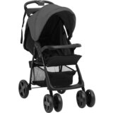 vidaXL Otroški voziček 2 v 1 temno siv in črn jeklen | Shoptok.si