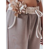 DStreet Spodnie damskie casualowe z kwiatami LEGISSA dresowe cappuccino | Shoptok.si
