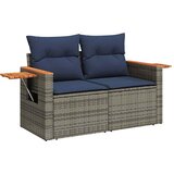  7-dijelni set vrtnih sofa poliratan i bagrem s jastucima sivi | shoptok.hr