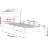  Okvir kreveta bez madraca 90 x 190 cm od masivne borovine | shoptok.hr