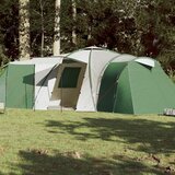 vidaXL Šotor za kampiranje za 12 oseb zelen 840x720x200 cm 185T taft | Shoptok.si