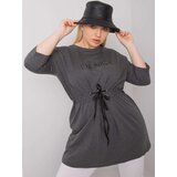 Fashion Hunters Dark gray melange plus size tunic with inscription | Shoptok.si