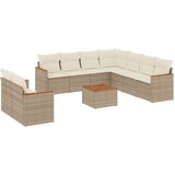  10-dijelni set vrtnih sofa s jastucima bež od poliratana | shoptok.hr