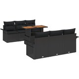 vidaXL 7 dijelni vrtni set sofa s jastucima crni poli ratan, 2-sjedalna vrtna sofa s prostorom za odlaganje i jastucima crni poli ratan Cijene