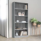 vidaXL Knjižna omara 5-nadstropna siva sonoma 80x24x175 cm inžen. les Cene