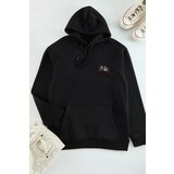 Trendyol Black Regular Cut Minimally Embroidered Polar Fleece/Warm Cotton Sweatshirt Cene