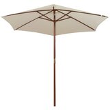  Suncobran 270 x 270 cm s drvenim stupom krem bijeli | Eponuda.ba