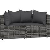 Maison Chic Vrtni kotni kavč - Zunanji kavči z blazinami 2 kosa siv poli ratan, (22040701) Cene