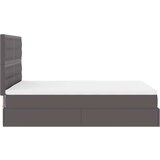 vidaXL Otomanski posteljni okvir z vzmetnico siv 140x200 cm um. usnje | Shoptok.si