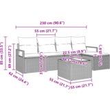  Set od 6 komada vrtnih kauča s jastučićima sive boje poli ratana | shoptok.hr