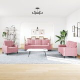  4-dijelni set sofa s jastucima ružičasti baršunasti | Shoptok.si