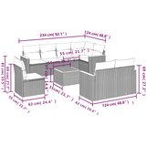  9-dijelni set vrtnih sofa od poliratana s jastucima sivi | shoptok.hr