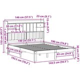 VidaXL Krevet s regalom za knjige bez madraca 140x190 cm od borovine VidaXL Krevet s regalom za knjige bez madraca 140x190 cm od borovine Slike