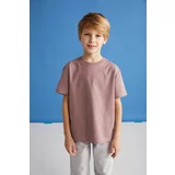 GRIMELANGE Fae Boy 100% Cotton Short Sleeve Crew Neck Plum / Gray / White T-shirt