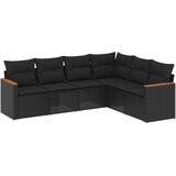  6-dijelni set vrtnih sofa s jastucima crni od poliratana | shoptok.hr