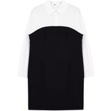 Trendyol Curve Black-White Bodycone Strapless Finike Mini Shirt Dress