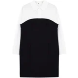 Trendyol Curve Black-White Bodycone Strapless Finike Mini Shirt Dress