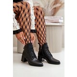 VINCEZA Lace Up Women's Heeled Boots Made Of Natural Leather Insulated Black 91110 | ePonuda.com
