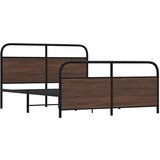 vidaXL Kovinski posteljni okvir brez vzmetnice rjavi hrast 160x200 cm | Shoptok.si