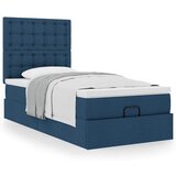 vidaXL Otomanski posteljni okvir z vzmetnico moder 90x200 cm blago Cene