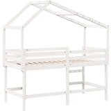  Krevet na kat s ljestvama i krovom bijeli 90x190 cm od borovine | shoptok.hr
