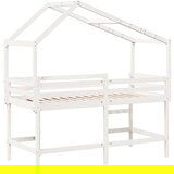  Posteljni okvir z lestvijo in streho bel 90x190 cm borovina | Shoptok.si