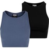 Urban Classics Women's Cropped Rib Top - 2 Pack Blue+Black | shoptok.hr