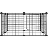  Kavez za ljubimce s 8 panela i vratima crni 35 x 35 cm čelični | shoptok.hr