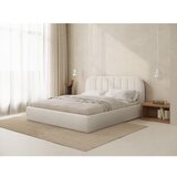 Windsor & Co Sofas Slonokoščena oblazinjena zakonska postelja s prostorom za shranjevanje z letvenim dnom 160x200 cm Juno – | Shoptok.si