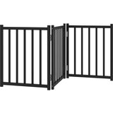 vidaXL Vrata za pse zložljiva 3 paneli črna 150 cm trden les jelke | Shoptok.si