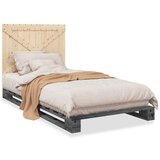  The Living Store Posteljni okvir z vzglavjem siv 100x200 cm trdna borovina - Posteljni Okvir, (21455272) | Shoptok.si